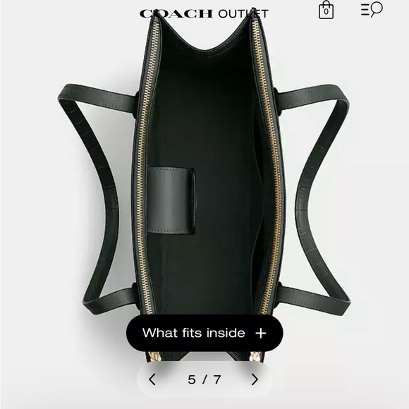 Coach Outlet Nina Zippered Tote in Gold Amazon Green Croc Embossed - Picture 12 of 14